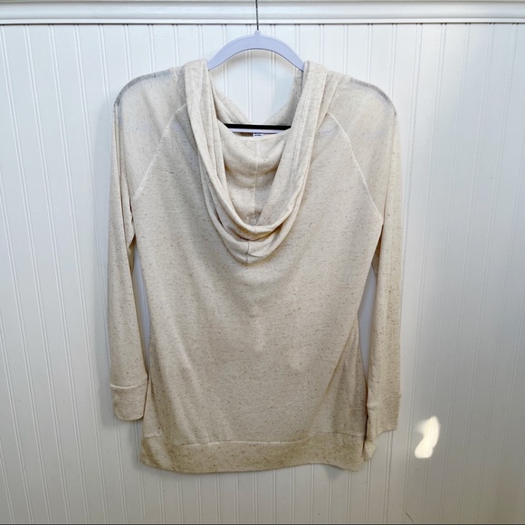 Silent Theory Australia Cream Lightweight & Semi Sheer High-Low Hem Hoodie Sz 12 - Picture 3 of 5